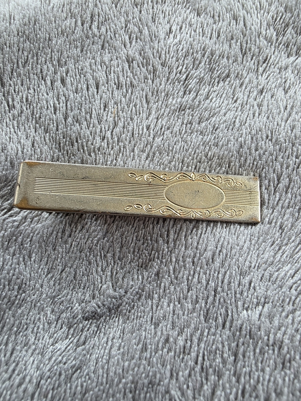 Vintage Decorative Metal Tie Bar - Gold Tone - Anson